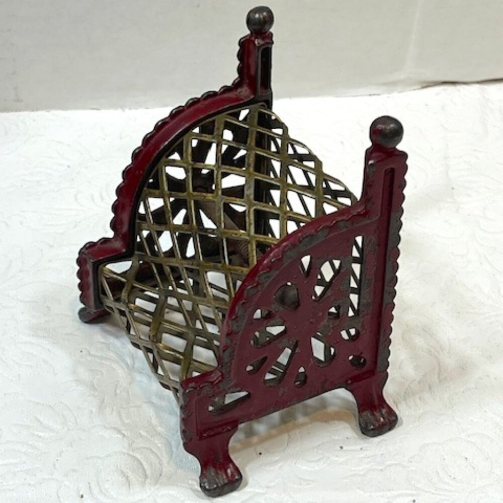 VTG Arcade Cast Iron Footed Cash Register Mesh Coin Bank 3.25"x2.5"x3.75"